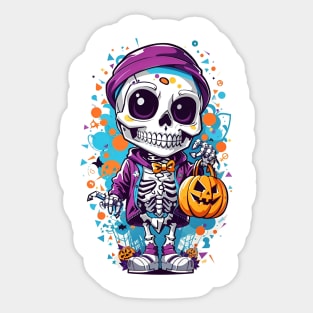 Cheerful Skeleton - Hello Halloween Sticker